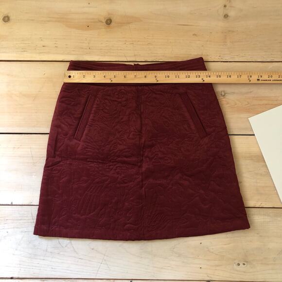 Anthropologie Maeve NWT Women's Beatrice Quilted Mini Skirt Burgundy 0 - Picture 10 of 11